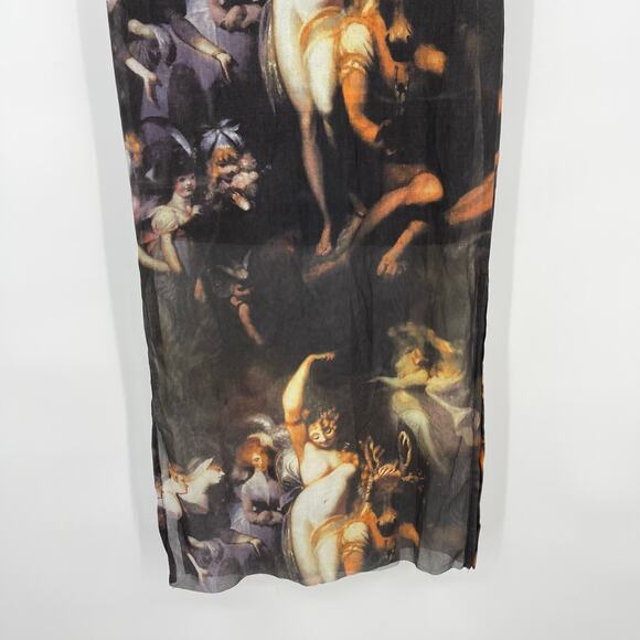 superdown | NWT Angela Midi Dress in Multi Black Angel Heaven Print S - Picture 12 of 15